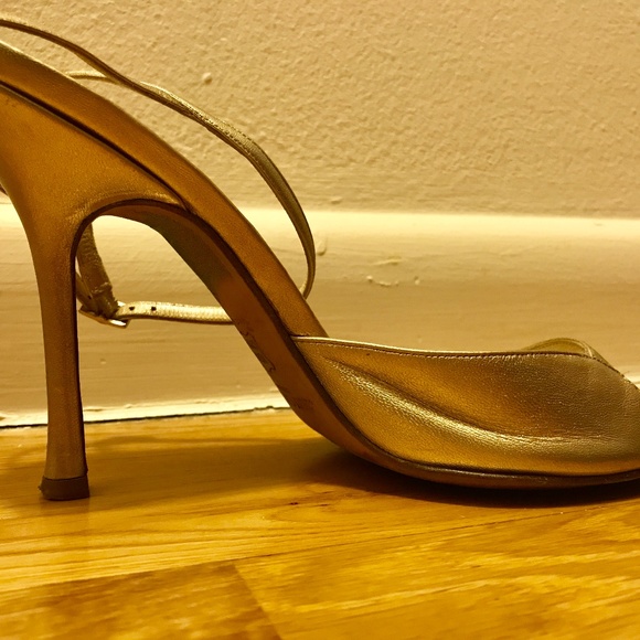 JIMMY CHOO Metallic Nappa Gold HEELS, ANKLE STRAP - Picture 5 of 7